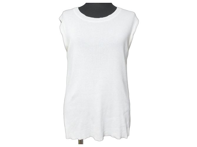 Autre Marque Top sem mangas de malha de algodão orgânico PRISTINE Branco