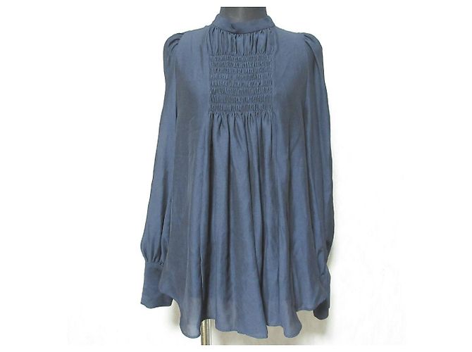 Autre Marque Bluse mit Raffung Tiara Frontal Blau Marineblau