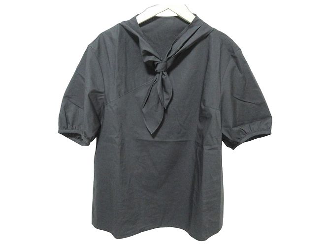 Autre Marque Blusa de algodão processado com mangas curtas Ballsey Preto