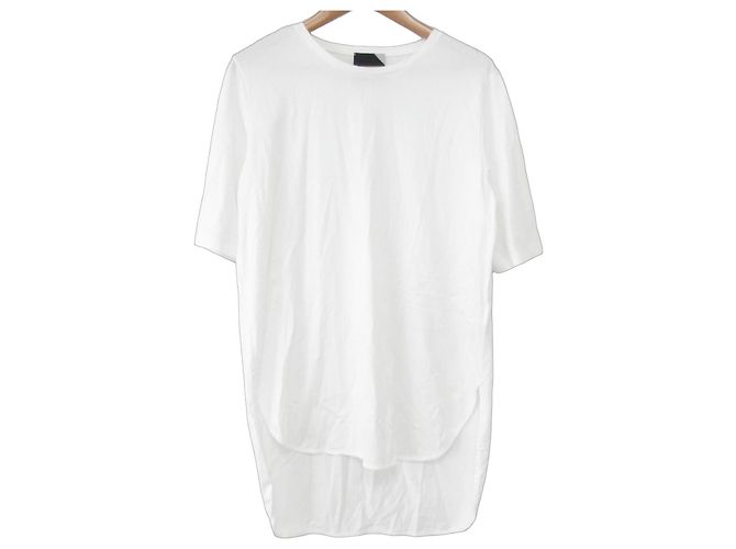 Autre Marque ATON Kurzarmshirt mit abgerundetem Saum Weiß