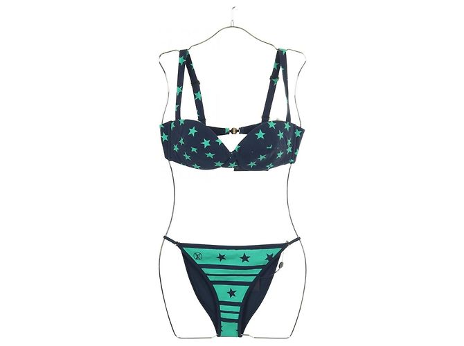 Parte inferior de bikini de nylon Louis Vuitton Verde Azul marino