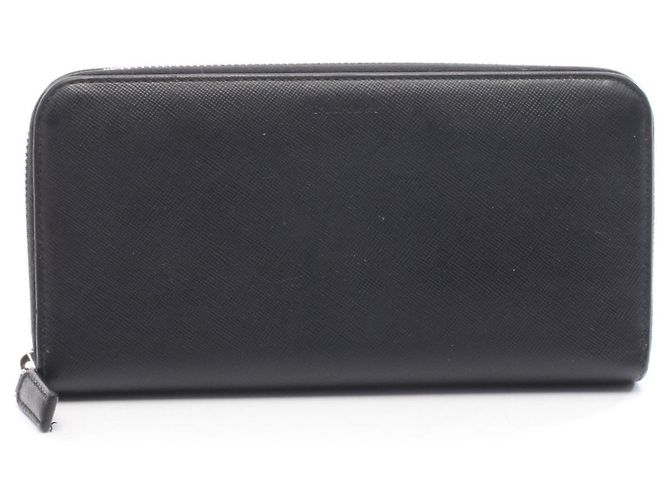 Prada Saffiano Round Long Wallet Black