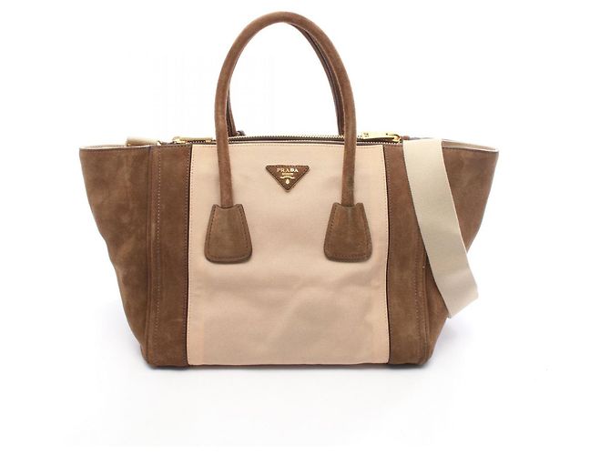Borsa Prada Canapa+Scamoscia Marrone Beige 