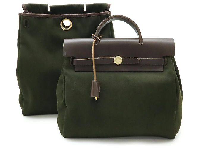 Hermès Hermes Ado PM Backpack Canvas Leather Brown