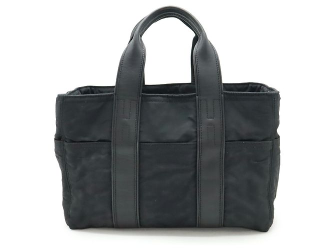 Bolsa tote Acapulco PM em nylon e couro da Hermès Preto