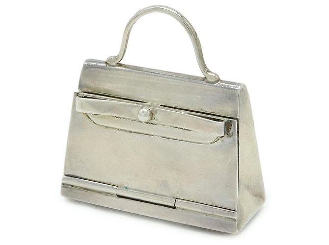 Hermès Hermes Silver Pill Case Pendant Silvery Metallic