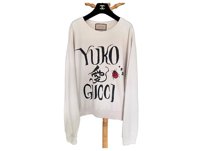 Gucci Higuchi Yuko Collaboration Baumwoll Sweatshirt Creme Roh