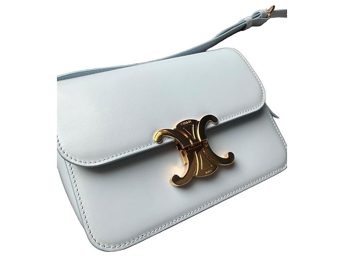 Classic Box Céline Triomphe Teen Handtasche Hellblau Leder