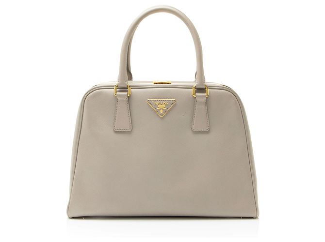 Borsa a mano piramidale incorniciata Saffiano di Prada Grigio 