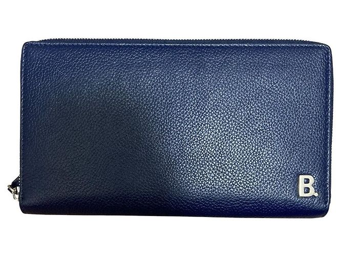Balenciaga Leather Long Zip Wallet Blue
