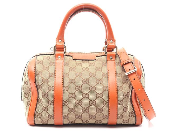Borsa a mano in pelle GG Canvas di Gucci Marrone Beige