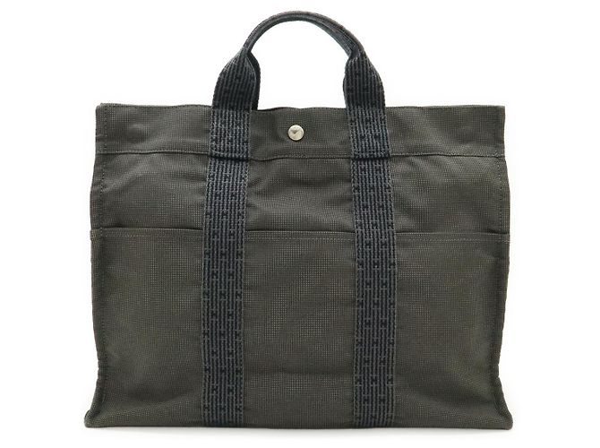 Bolsa Aline MM em lona Hermès Cinza