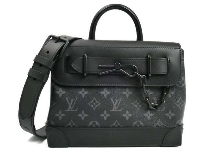 Borsa a spalla 2 in 1 Louis Vuitton Steamer PM in Monogram Eclipse Nero Monogramma