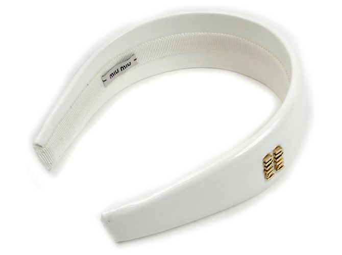 Miu Miu Lackleder-Haarband Weiß