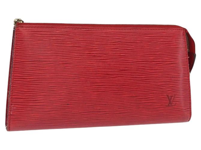 LOUIS VUITTON Epi Pochette Accessoires Pouch Red M52947 LV Auth 156623