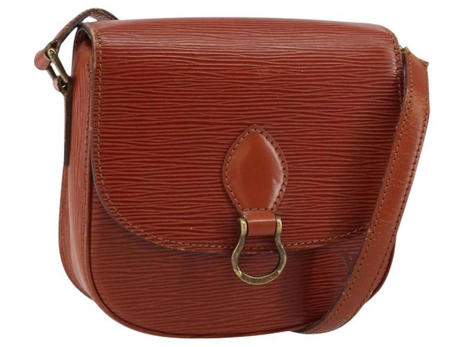 LOUIS VUITTON Bolsa de Ombro Epi Saint Cloud PM Marrom M52213 LV Auth BA8743