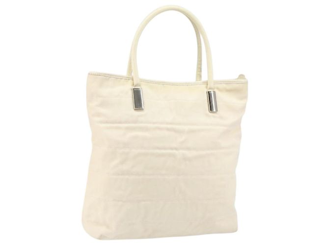 GUCCI Tote Bag Canvas White Gold Auth 151588 Golden