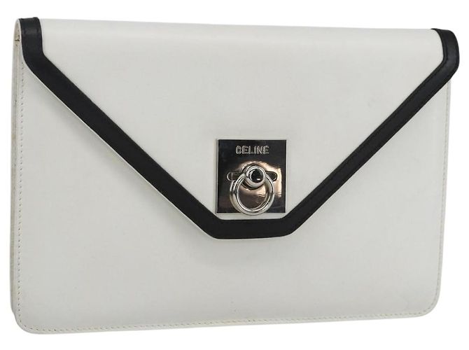 Céline Borsa a mano CELINE in pelle bianca e oro Auth mr1733 Bianco D'oro