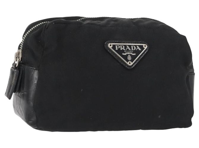 Pochette Prada in nylon e pelle nera Auth bs31960 Nero