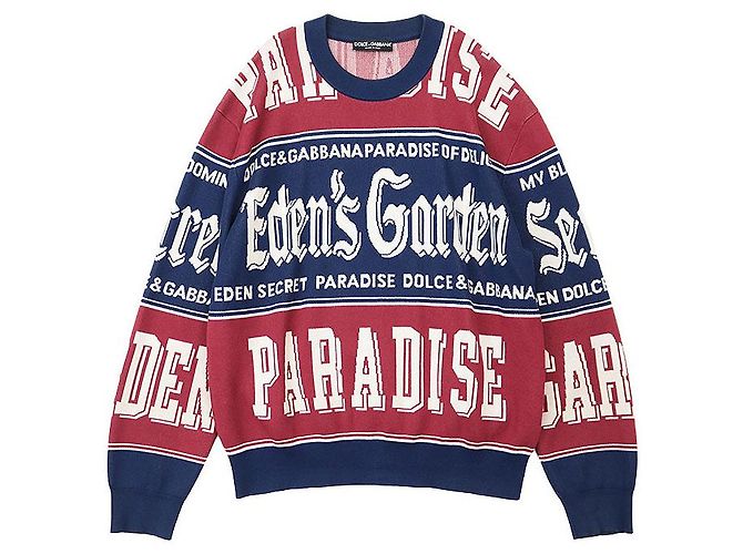 PARADISE Baumwollpullover Eden's Garden von Dolce & Gabbana Weiß Rot Marineblau