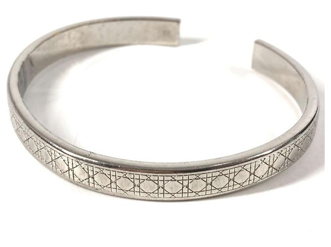 Bracciale Bangle Logo Cannage di Christian Dior Argento