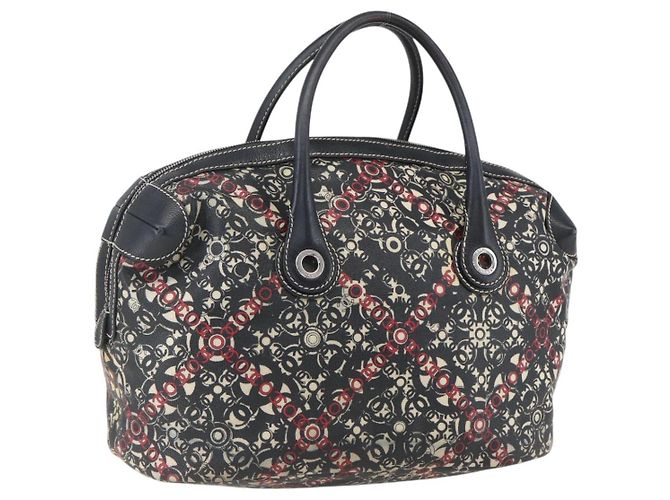 CHANEL Borsa da Viaggio Boston Coco in PVC Tela Nera Argento CC Auth 159746 Nero