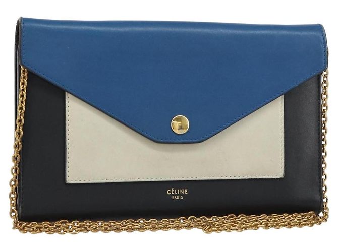 Céline CELINE Chain Shoulder Wallet Bag Leather Multicolor Gold Auth BA8968 Multiple colors Golden