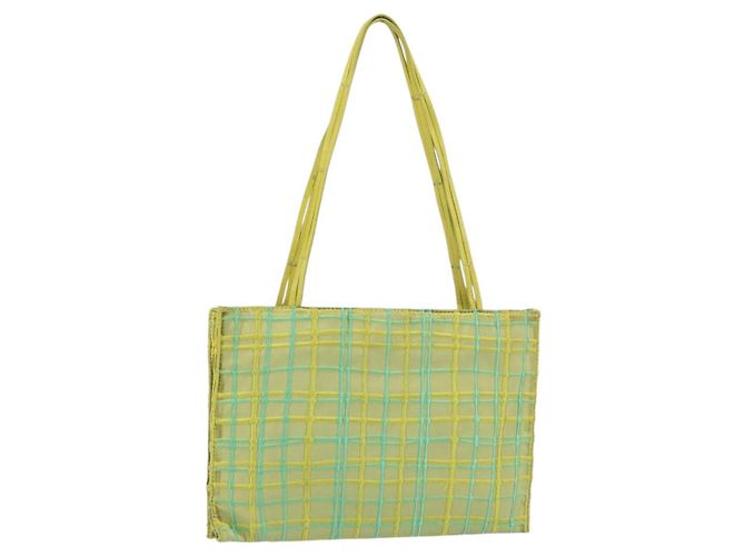 Autre Marque BOTTEGA VENETA Bolsa de Mão Nylon Verde Prata Auth 153765