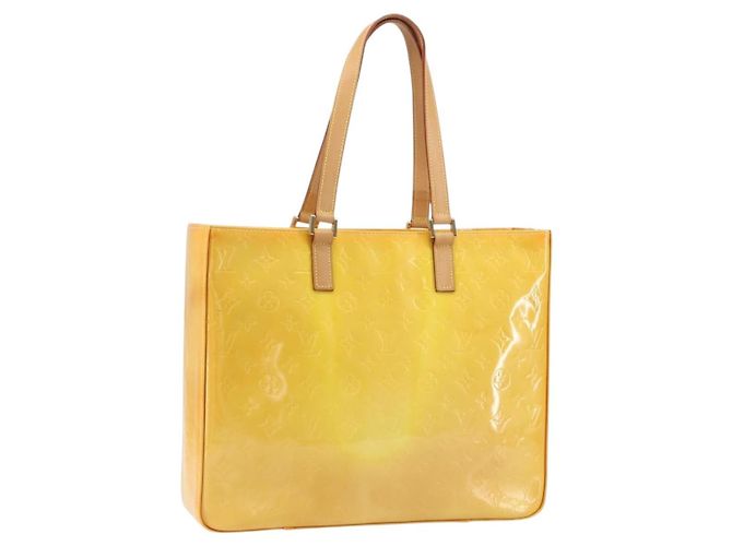 LOUIS VUITTON Monogram Vernis Columbus Tote Bag Lime Yellow M91047 Auth ep12233 Golden