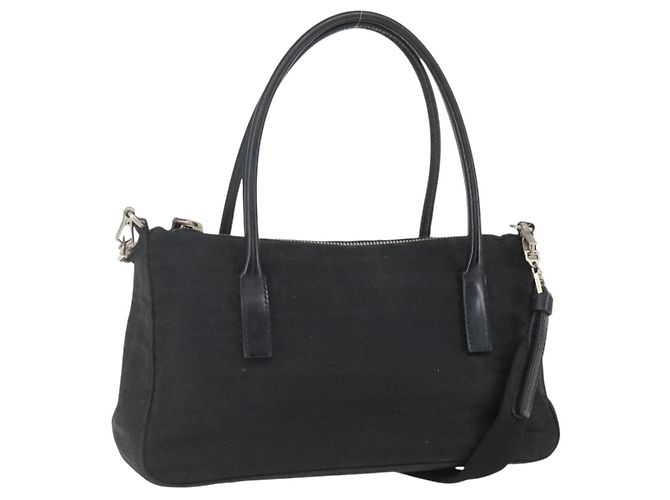 PRADA Handtasche Nylon 2-Wege Schwarz Silber Authentisch BA9174