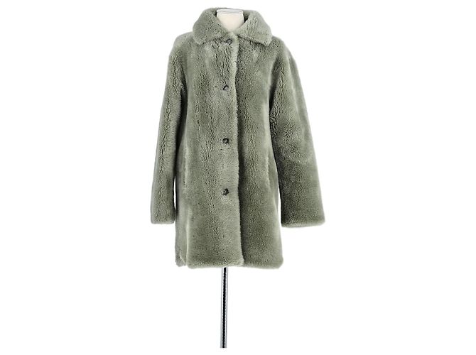 Yves Salomon Green wool coat