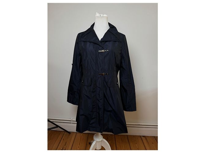 Vintage Courreges Polyester Short Trenchcoat Navy 38/M Navy blue