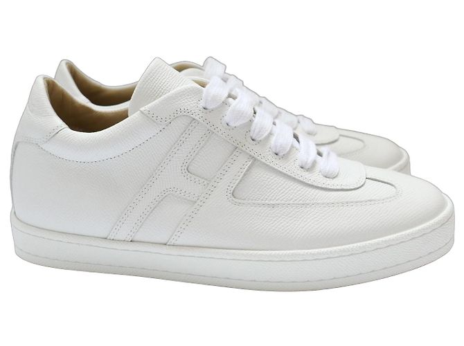Baskets Boomerang Hermès en cuir Epsom blanc