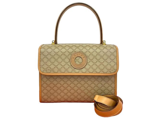 Céline Bolsa 2 em 1 em couro Macadam da Celine Marrom Bege