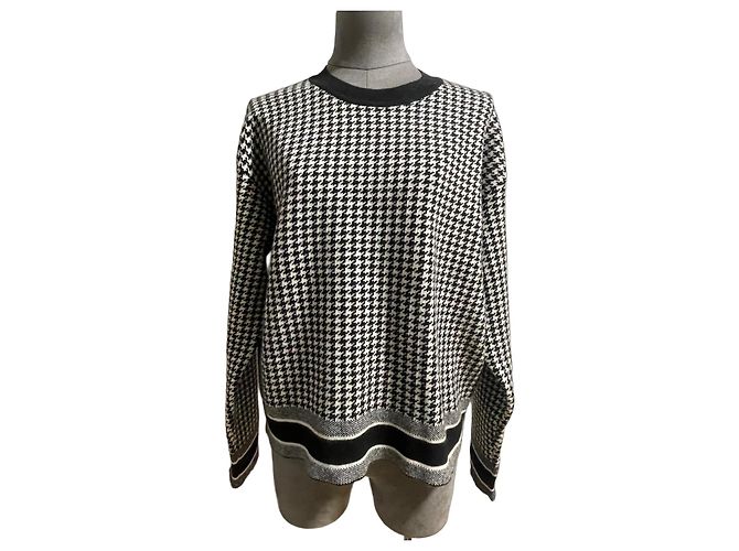 Dior Hahnentritt Kaschmir Pullover Schwarz Weiß 