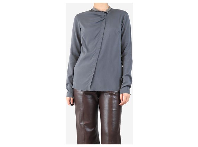Brunello Cucinelli Graue Seidenbluse - Größe L