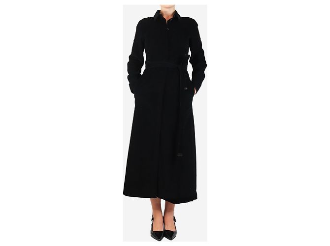 Autre Marque Schwarzes Cordhemdkleid mit Gürtel - Größe UK 8