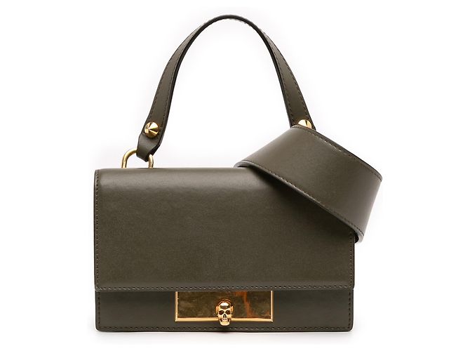 Bolsa de mão mini de couro verde com fecho de caveira Alexander McQueen Verde oliva