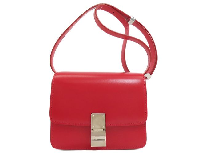 Céline Bolsa de Ombro Celine Classic Box em Couro de Bezerro Vermelho