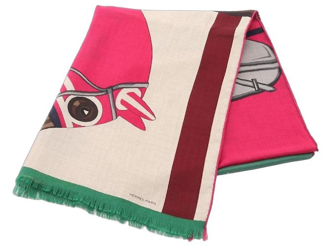 Xale de seda e cashmere Cheval à la Couverture da Hermès Multicor Bege