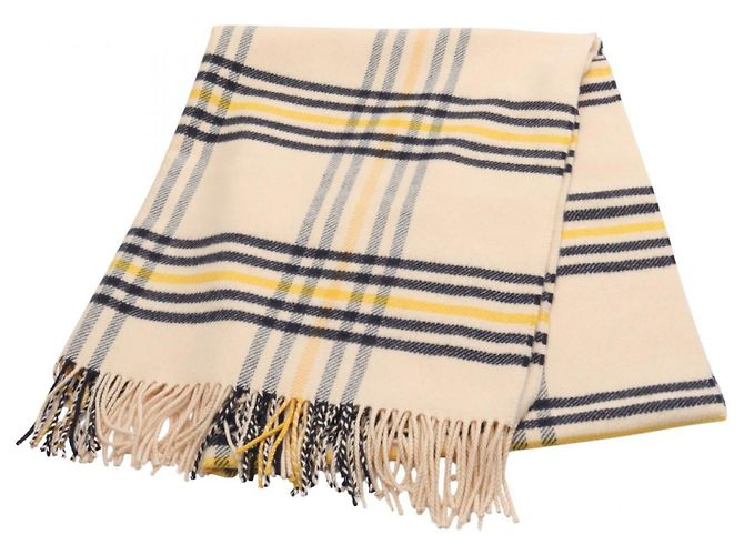 Sciarpa in cashmere Hermès Beige Giallo Blu navy 