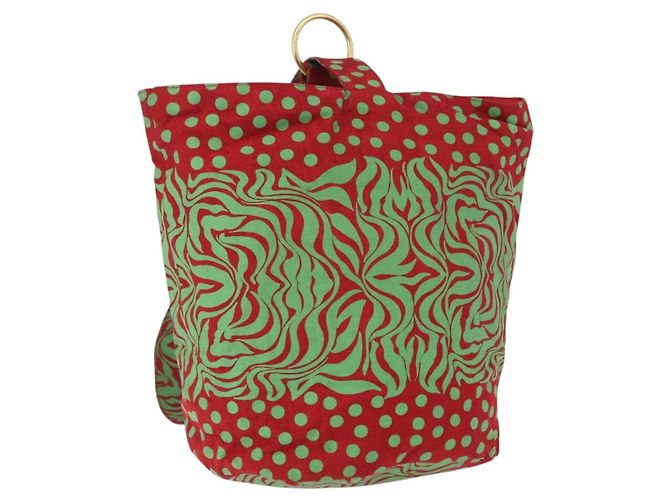 Borsa a Spalla Gianni Versace in Nylon Rosso Oro Auth BA9206 D'oro