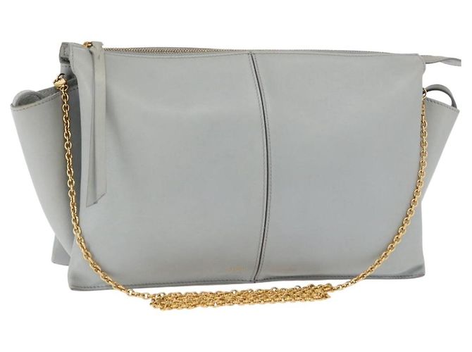 Céline Borsa a spalla trifold CELINE in pelle grigia e oro Auth BA9180 Marrone D'oro