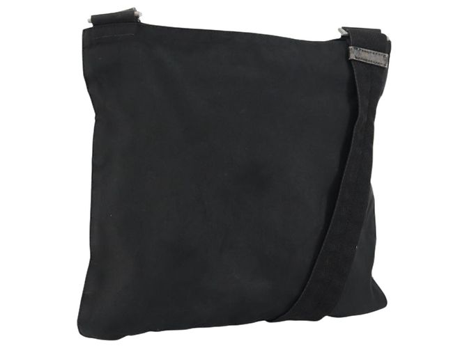 Bolsa de Ombro PRADA Nylon Prata Preta Auth ep12326 Preto