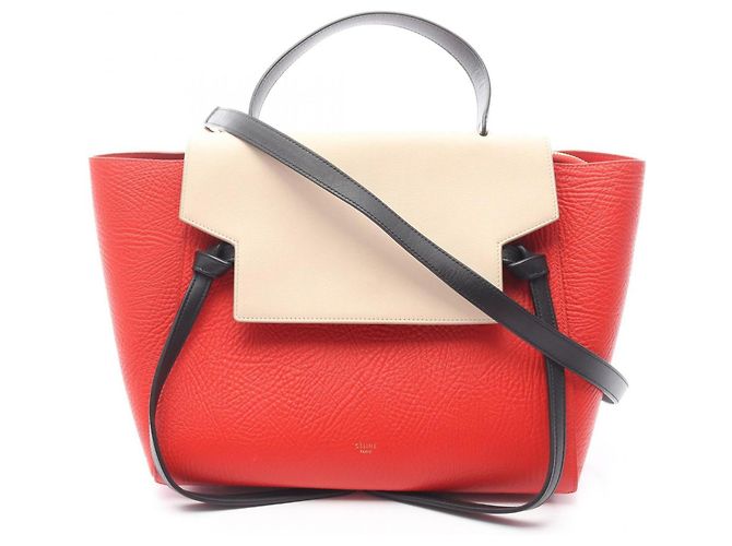 Belt Bag Céline Sac ceinture mini en cuir Celine Noir Rouge Beige