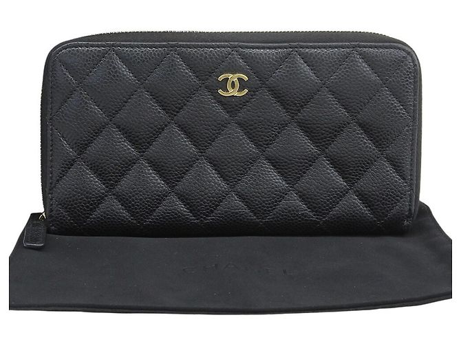 Timeless Portafoglio lungo classico senza tempo Chanel Coco Mark Matelassé Nero