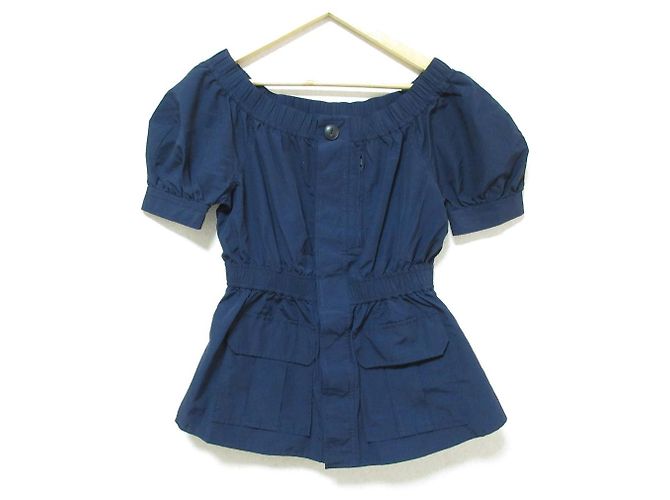 Autre Marque Blusa a maniche corte con maniche a sbuffo ENFOLD Blu navy
