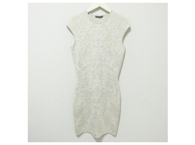 Alexander McQueen Blumen-Jacquard-Strickkleid Braun Grau