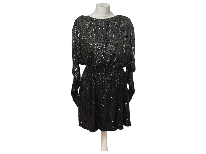 Saint Laurent Paillettenkleid schwarz