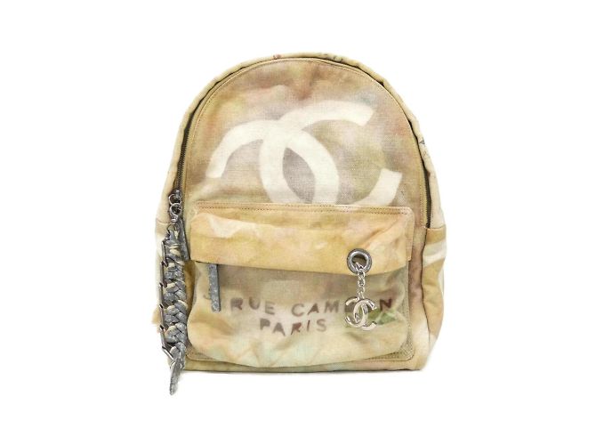 Chanel 92352 Beige Multi-color Canvas Backpack Multiple colors